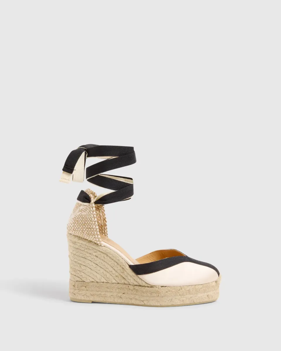 Castaner Carmen 8ED/129 espadrilles champagne-zwart satijn