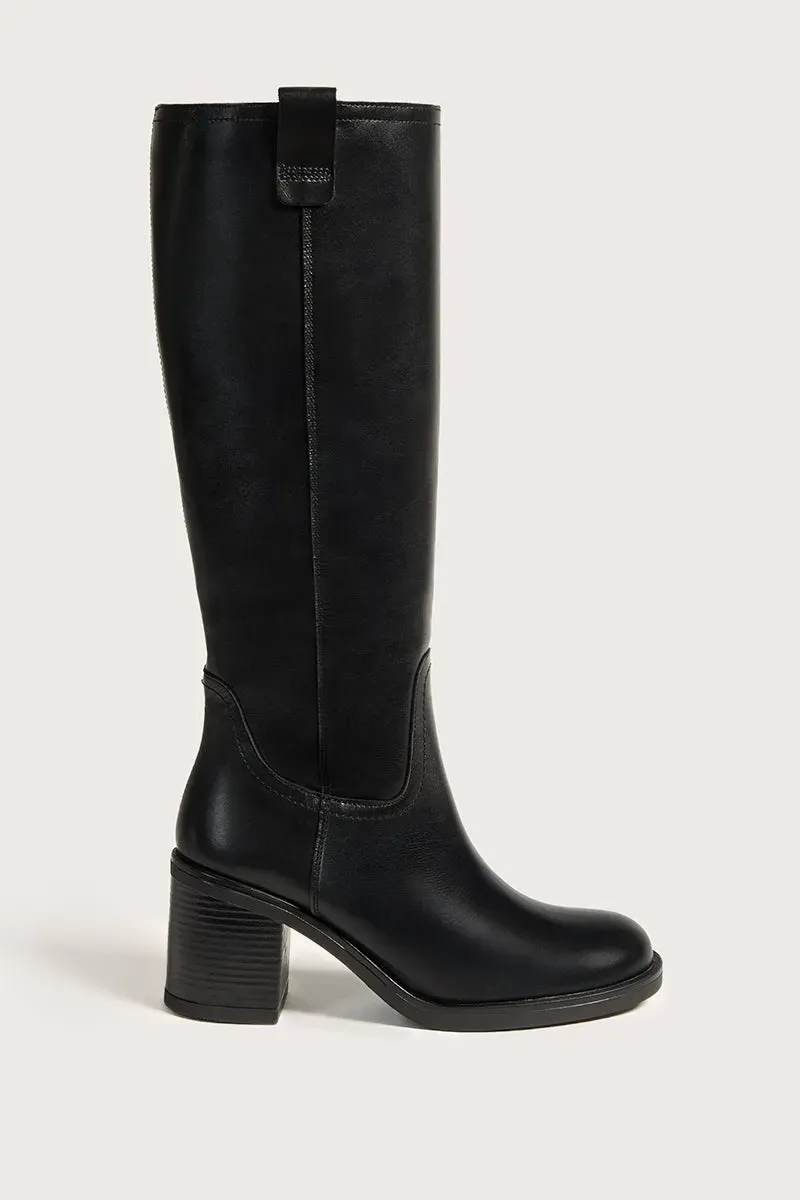 Bryan Stepwise Riber biker boots zwart leer hak
