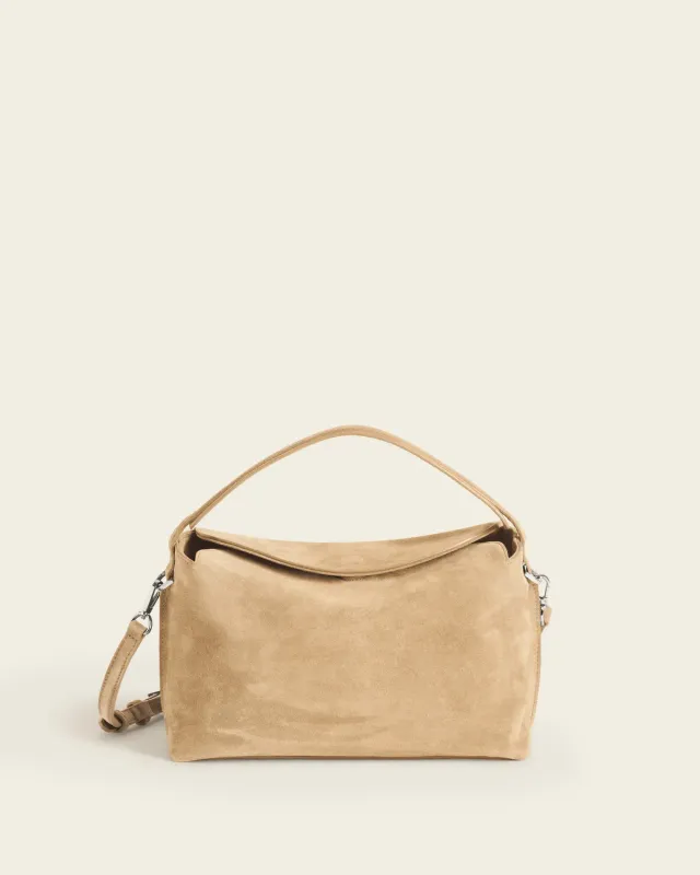 Flattered Hera handtas sand suède top handle