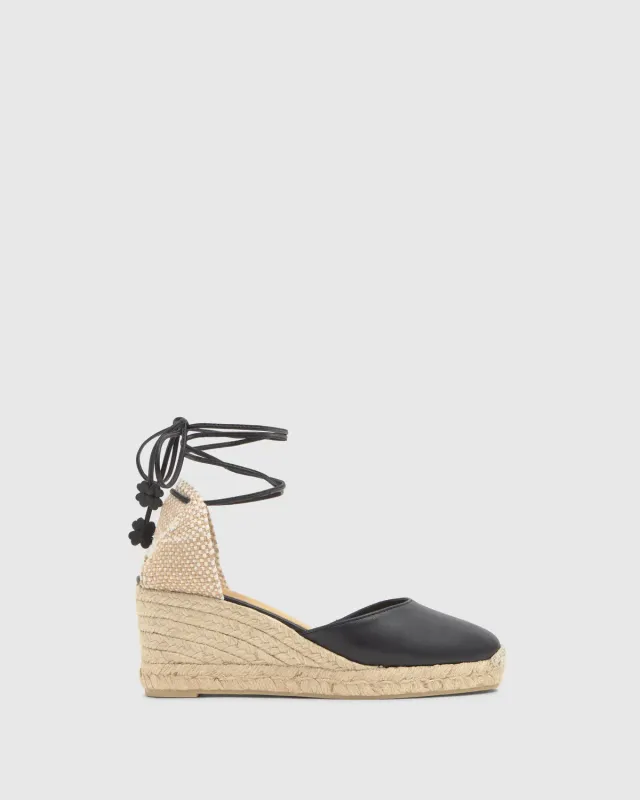 Castaner Carina 6/280 espadrille zwart leer 7 cm