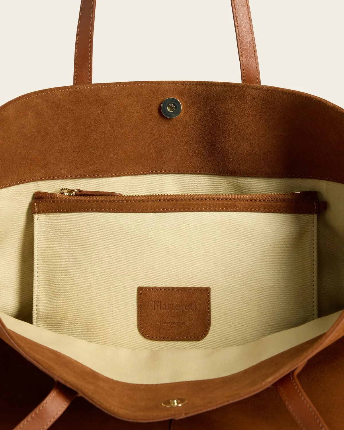 Flattered Lesley tote bourbon suède leer