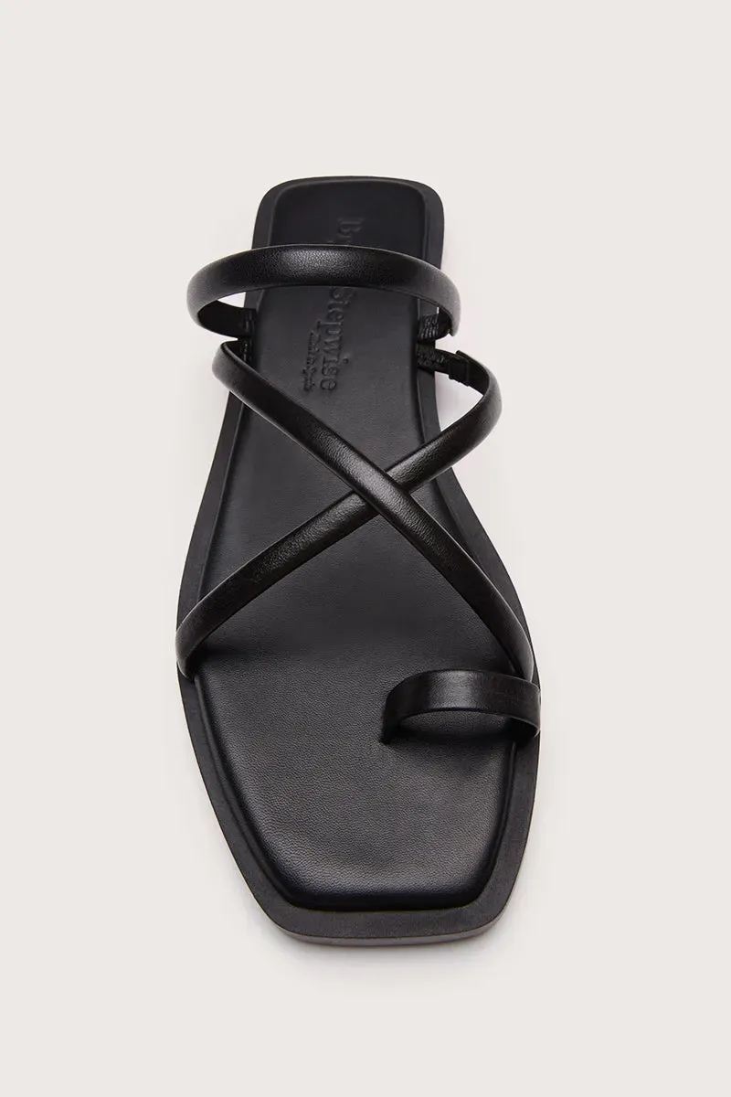 Bryan Stepwise Marza platte sandalen zwart leer
