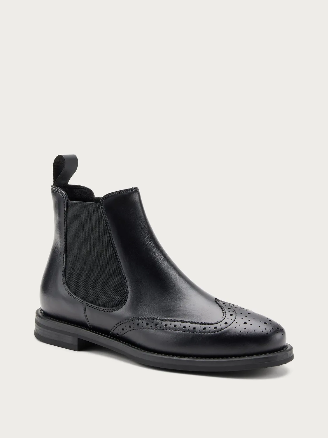 Frau Verona chelseaboots zwart leer wing-tip dames