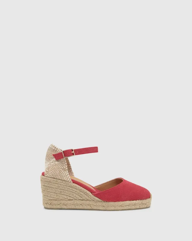 Castaner Carol/6/002 espadrilles karmijnrood 7 cm
