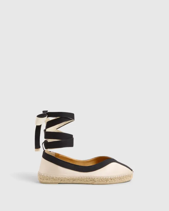 Castaner Kanu 129 ballerina's champagne-zwart satijn