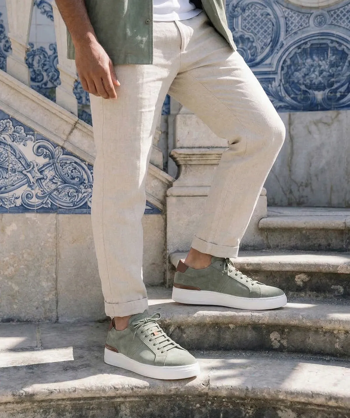 Finsbury Riva sneakers groen suède heren