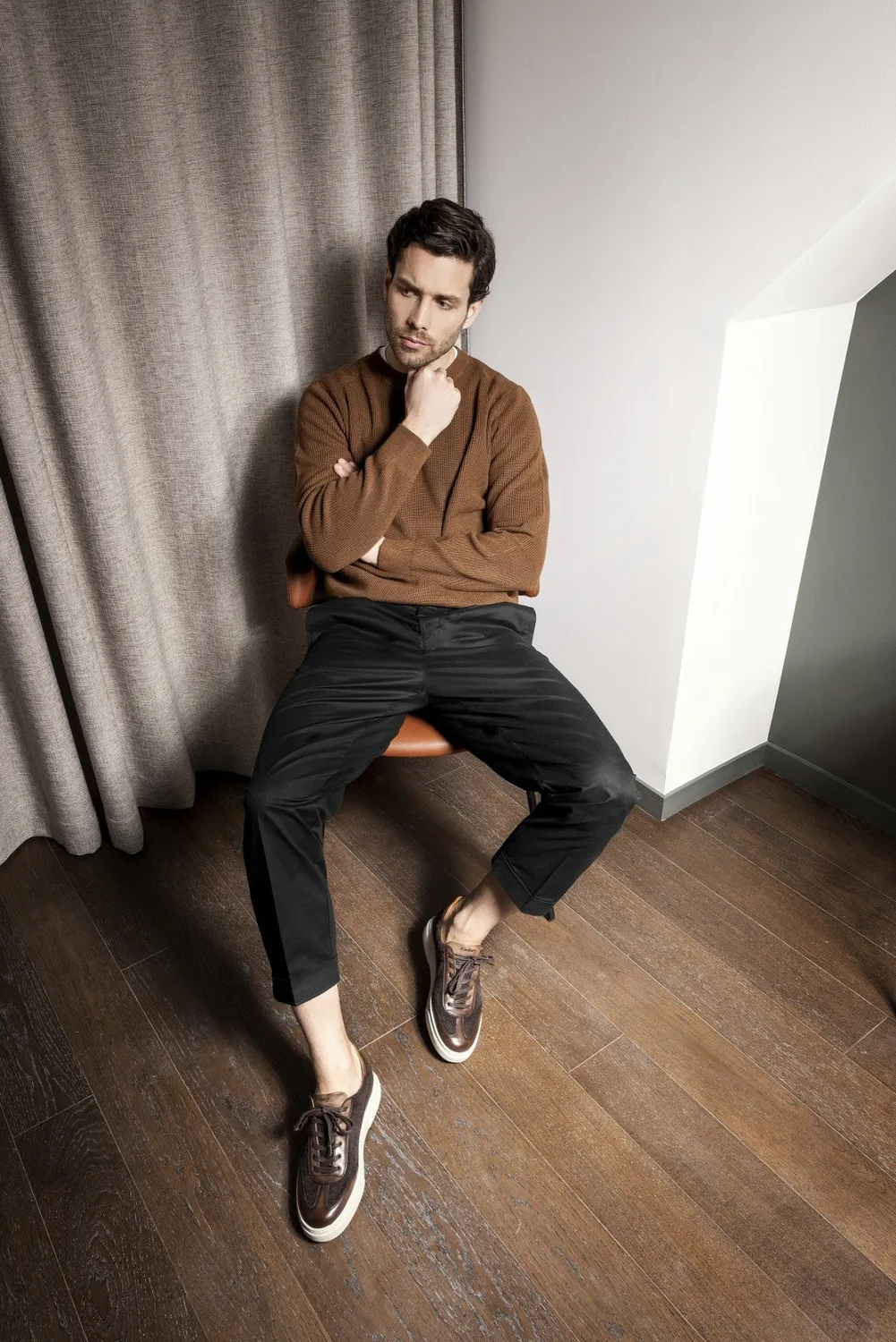 Finsbury Magnus sneaker heren bruin vilt en leer lage top