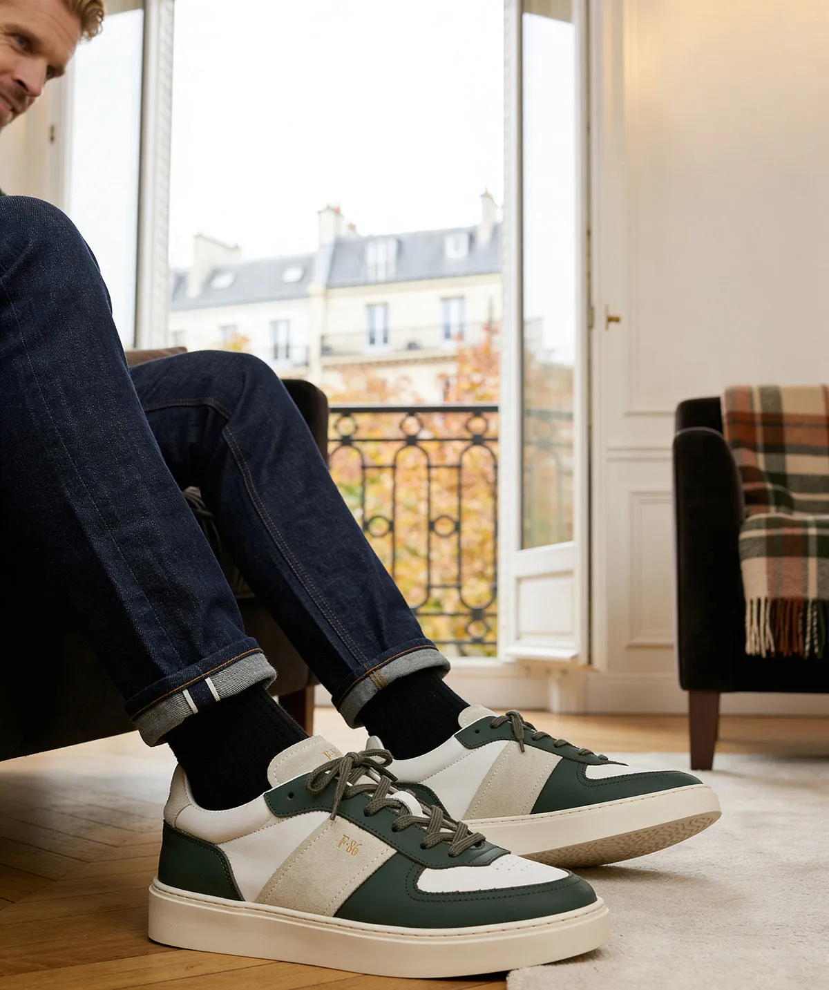 Finsbury Alexis sneakers groen wit rubberen zool