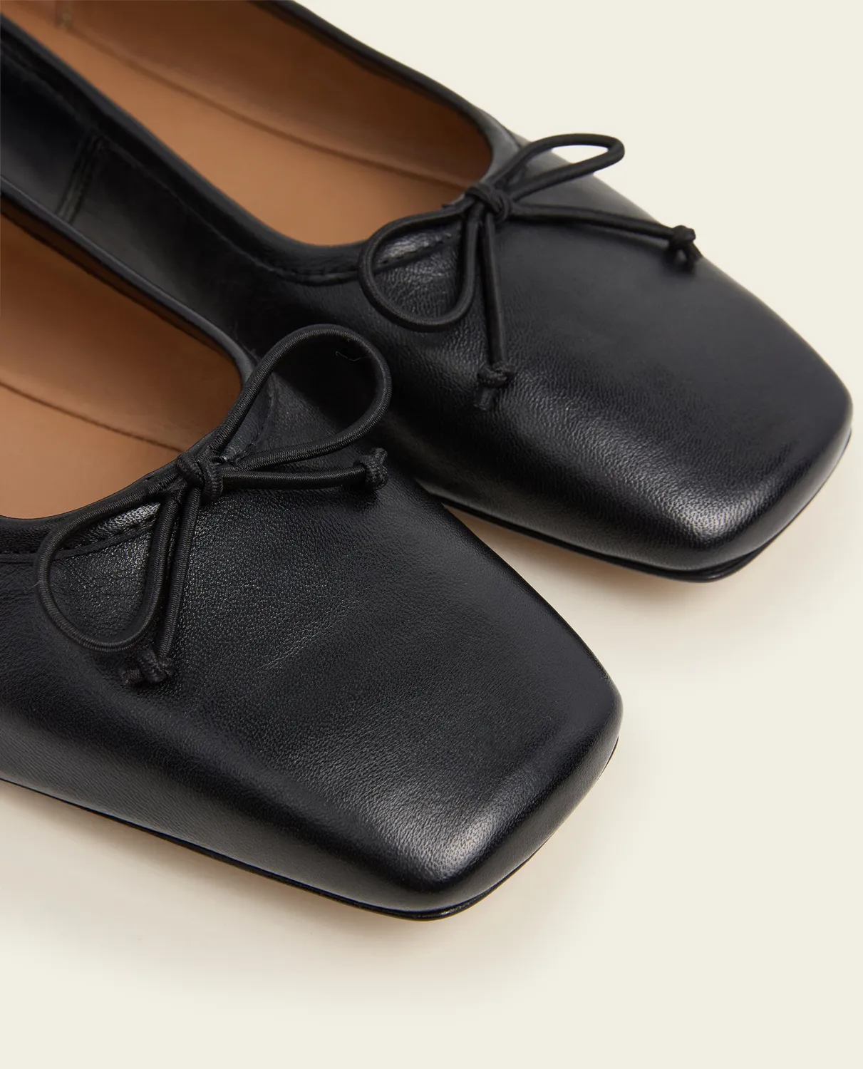 Flattered Kim ballerina’s zwart leer vierkante neus