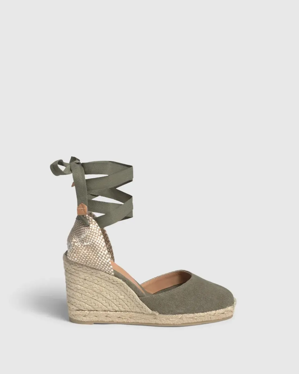Castaner Carina 8/002 espadrilles olijf sleehak 9 cm