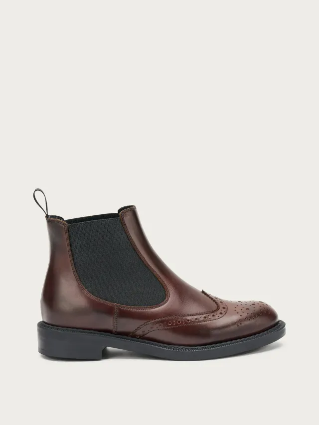 Frau Verona chelseaboots bruin leer wing-tip dames