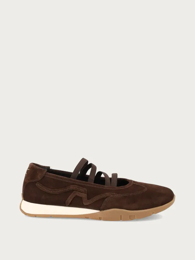 Frau Cross Hybrid ballerina’s suède bruin