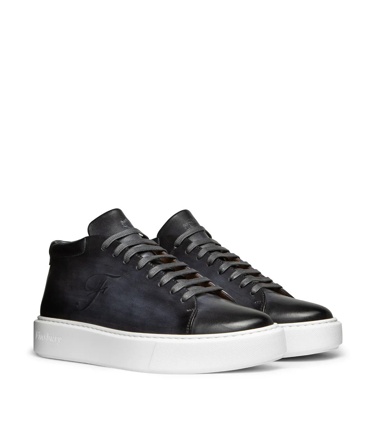 Finsbury Modena hoge sneakers grijs patina leer