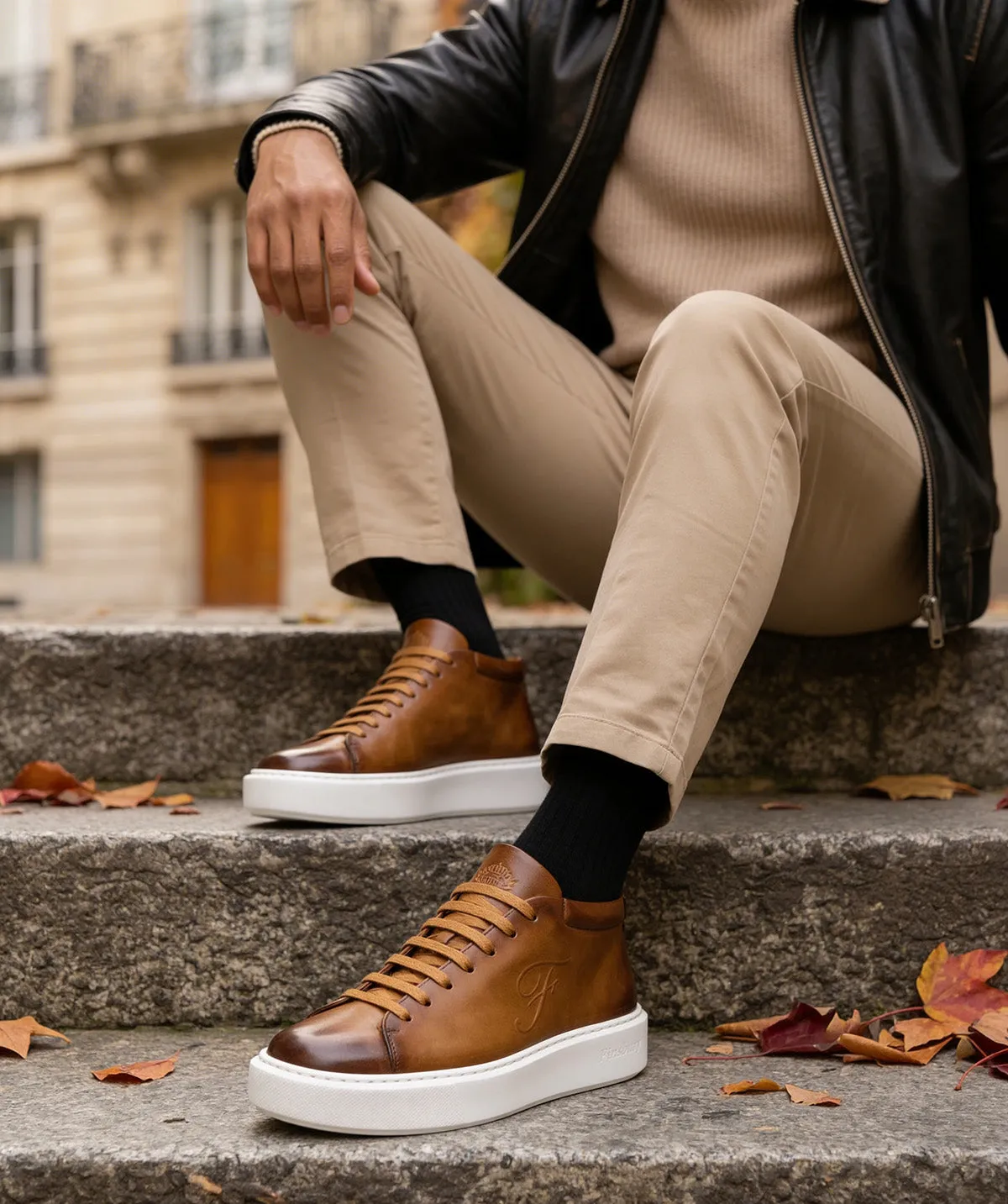 Finsbury Modena High Sneakers Goud Leer Heren