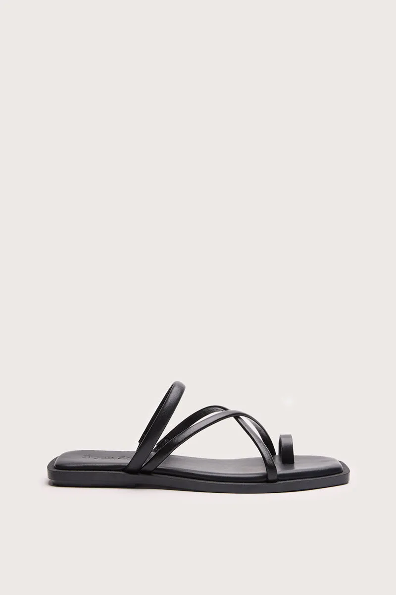 Bryan Stepwise Marza platte sandalen zwart leer