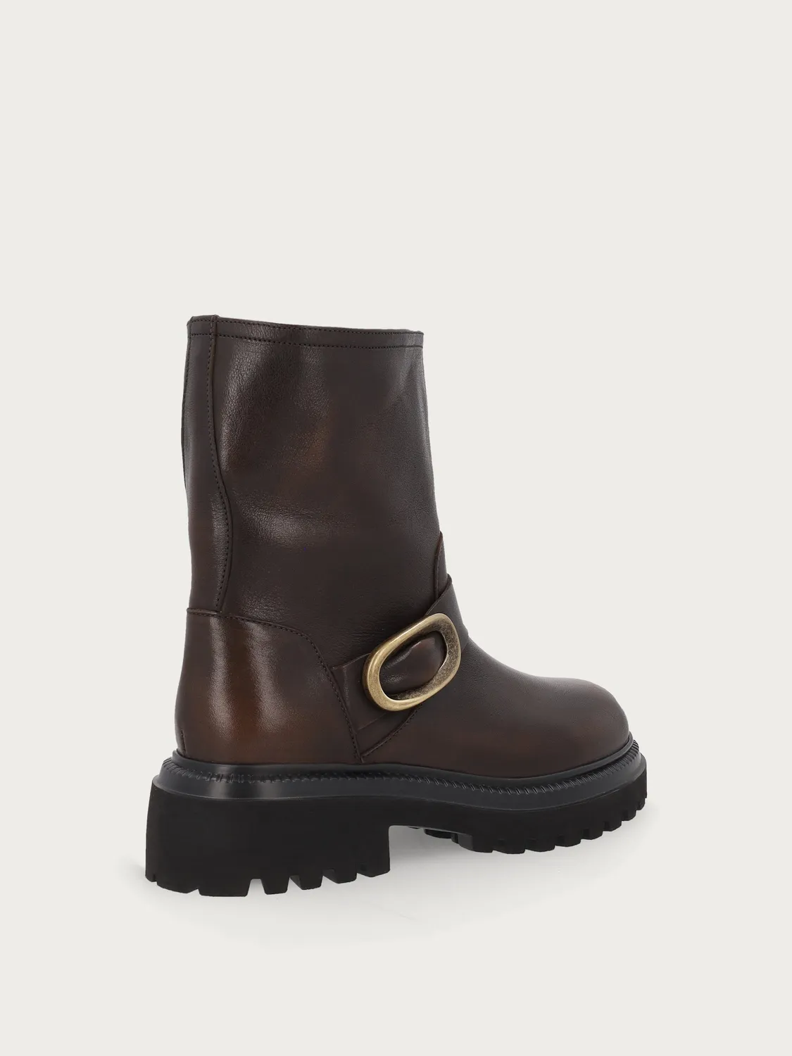 Frau Verona biker boots bruin leer gesp