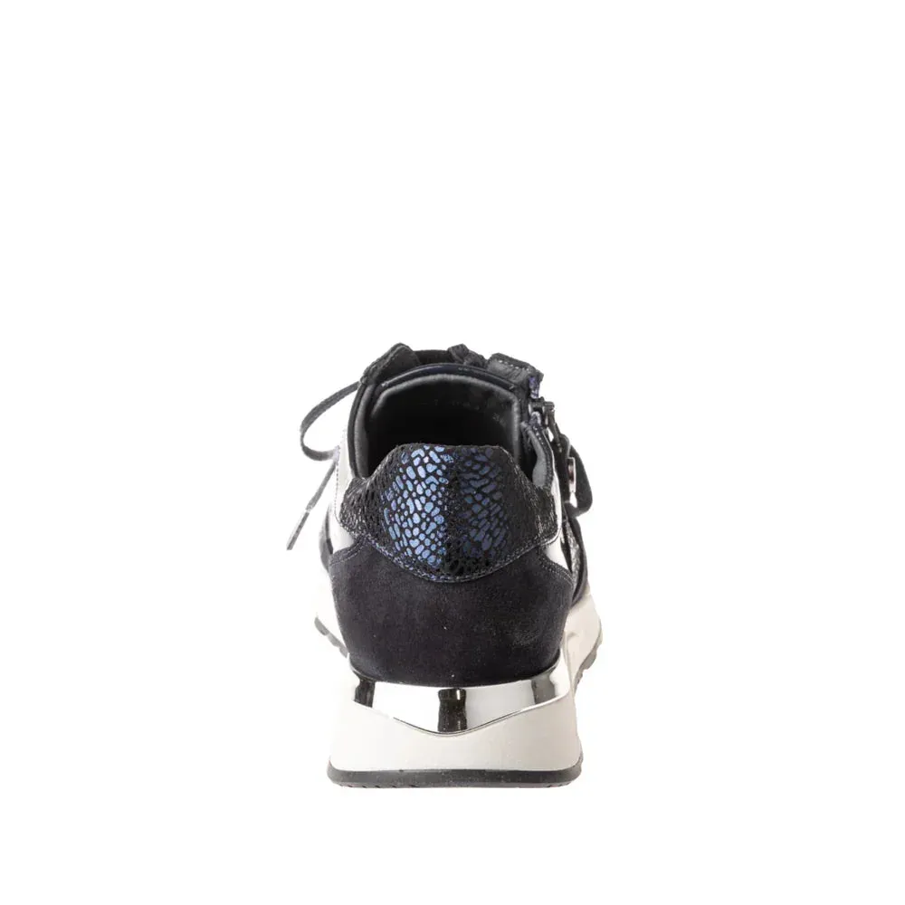 Q Fit 4063H.08.002 blauwe leren veterschoenen rits