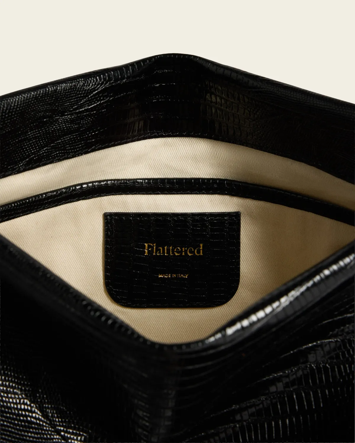 Flattered Clay clutch zwart leer lizard