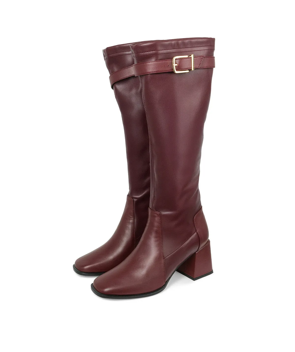 Finsbury Jade laarzen bordeaux leer blokhak 5 cm