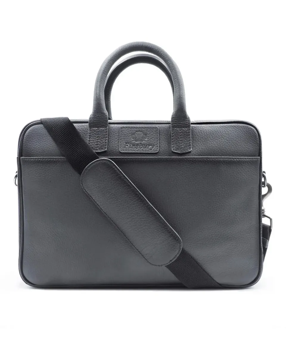 Finsbury aktetas grijs generfd leer 37 cm laptop
