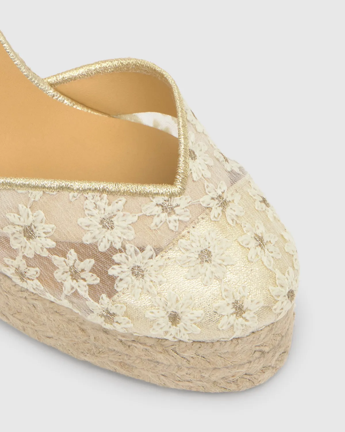 Castaner Clair 8ED 294 espadrilles wit goud sleehak 11 cm