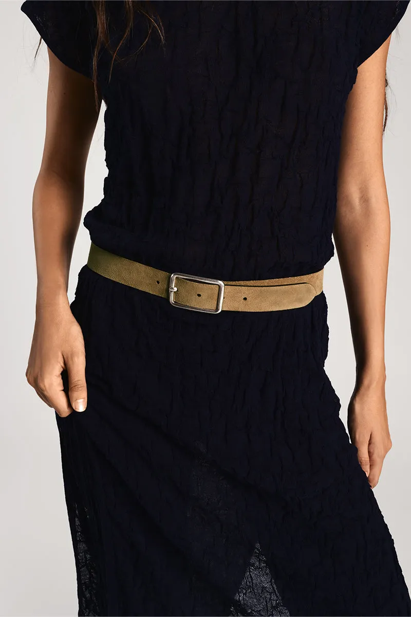Bryan Stepwise Line riem beige suède