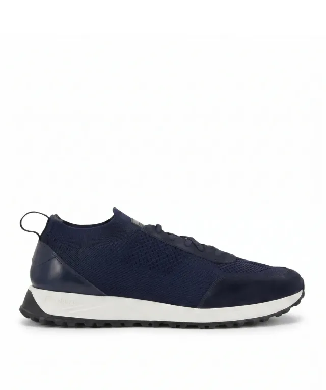 Finsbury Rico sneakers marineblauw canvas leer