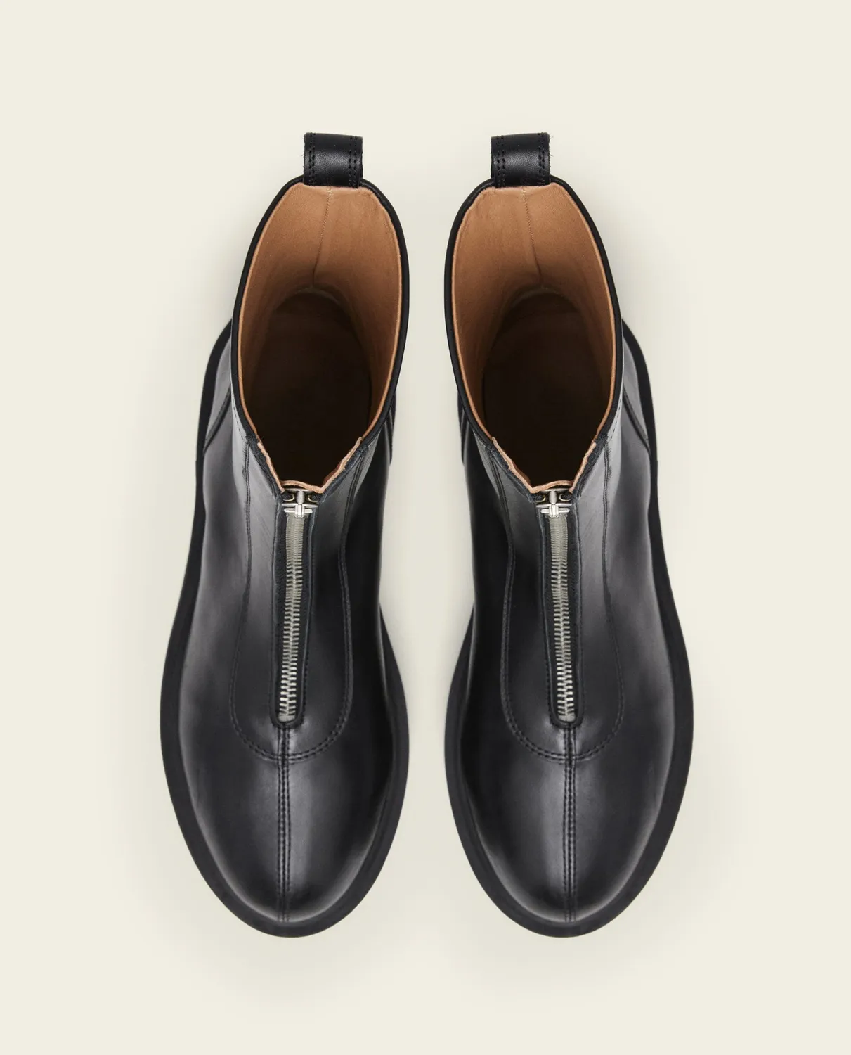 Flattered Alma Leather enkellaarzen zwart leer plat