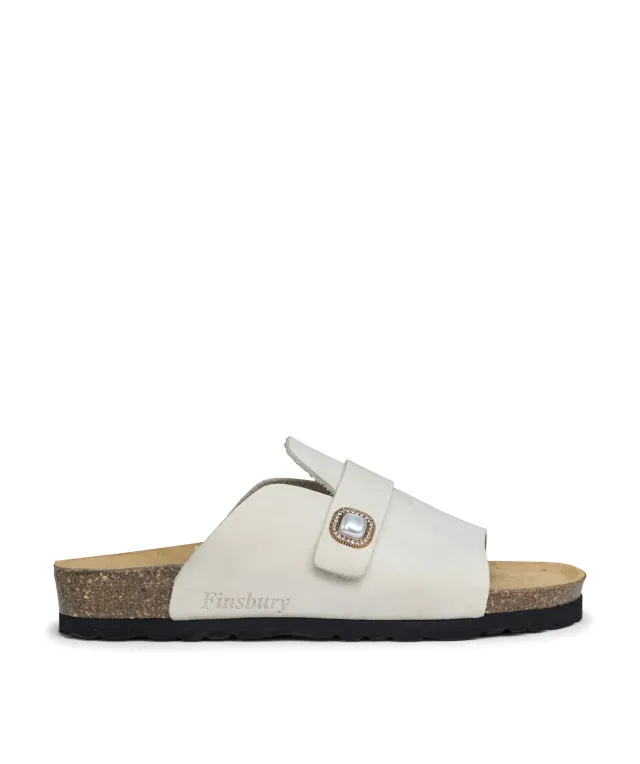 Finsbury AGATHE muiltjes beige leer kurkzool