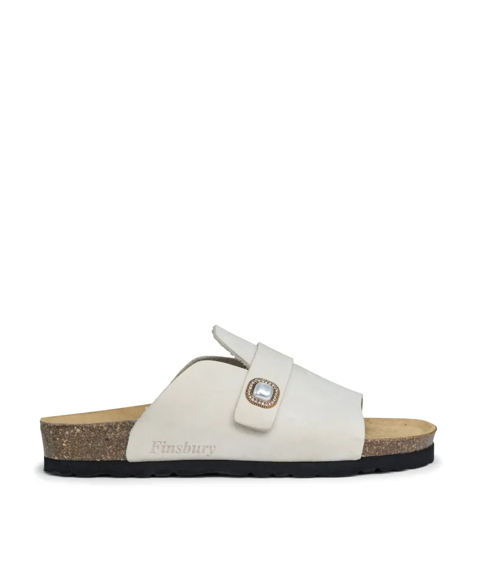 Finsbury AGATHE muiltjes beige leer kurkzool