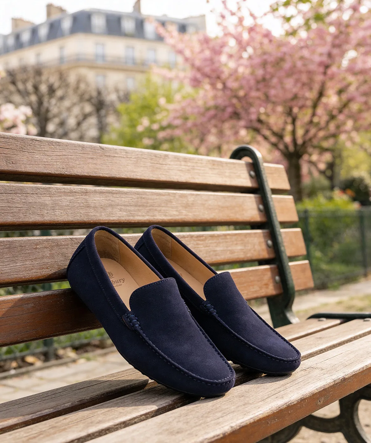 Finsbury DANDY blauwe loafers suède kalfsleer