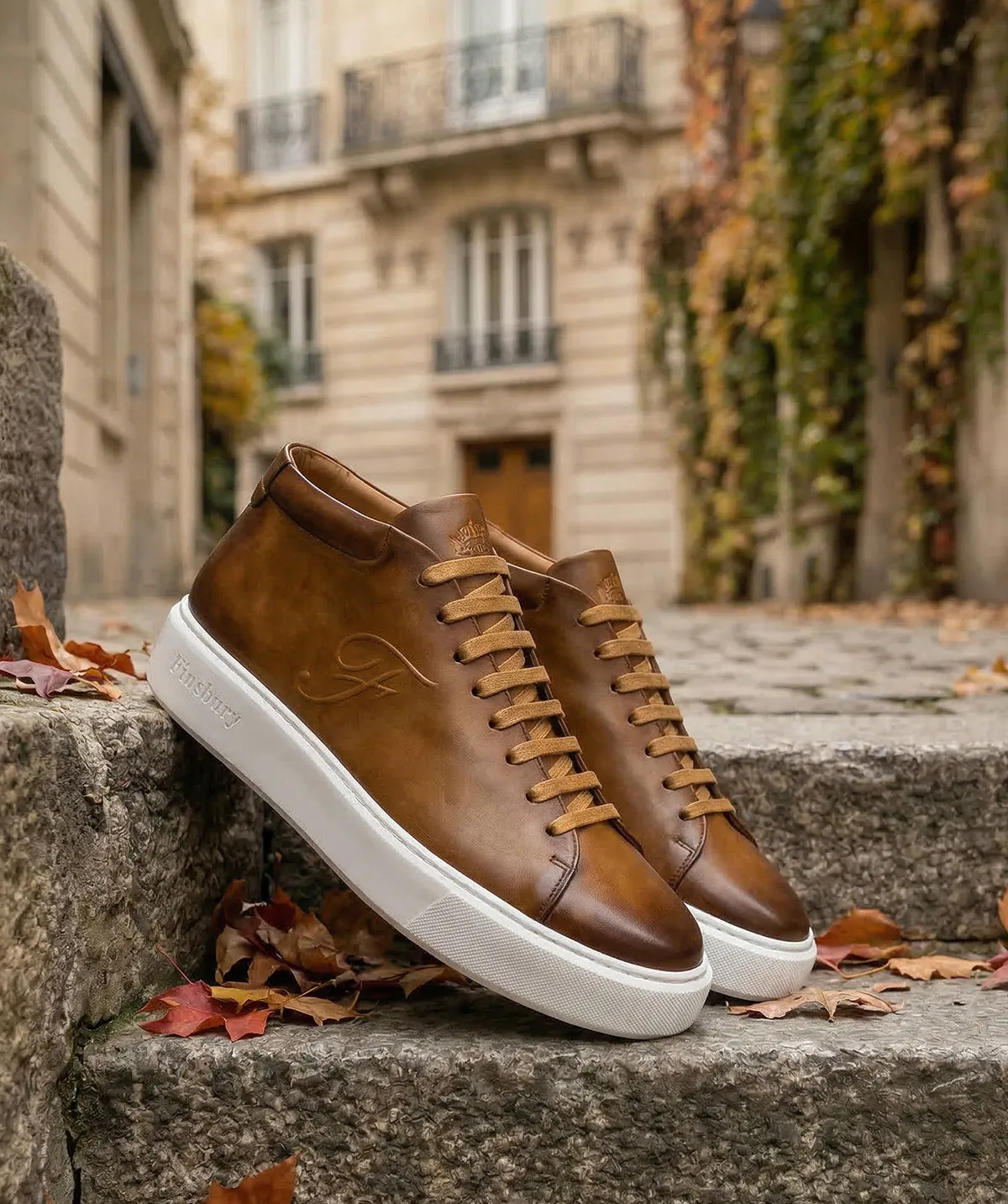 Finsbury Modena High Sneakers Goud Leer Heren
