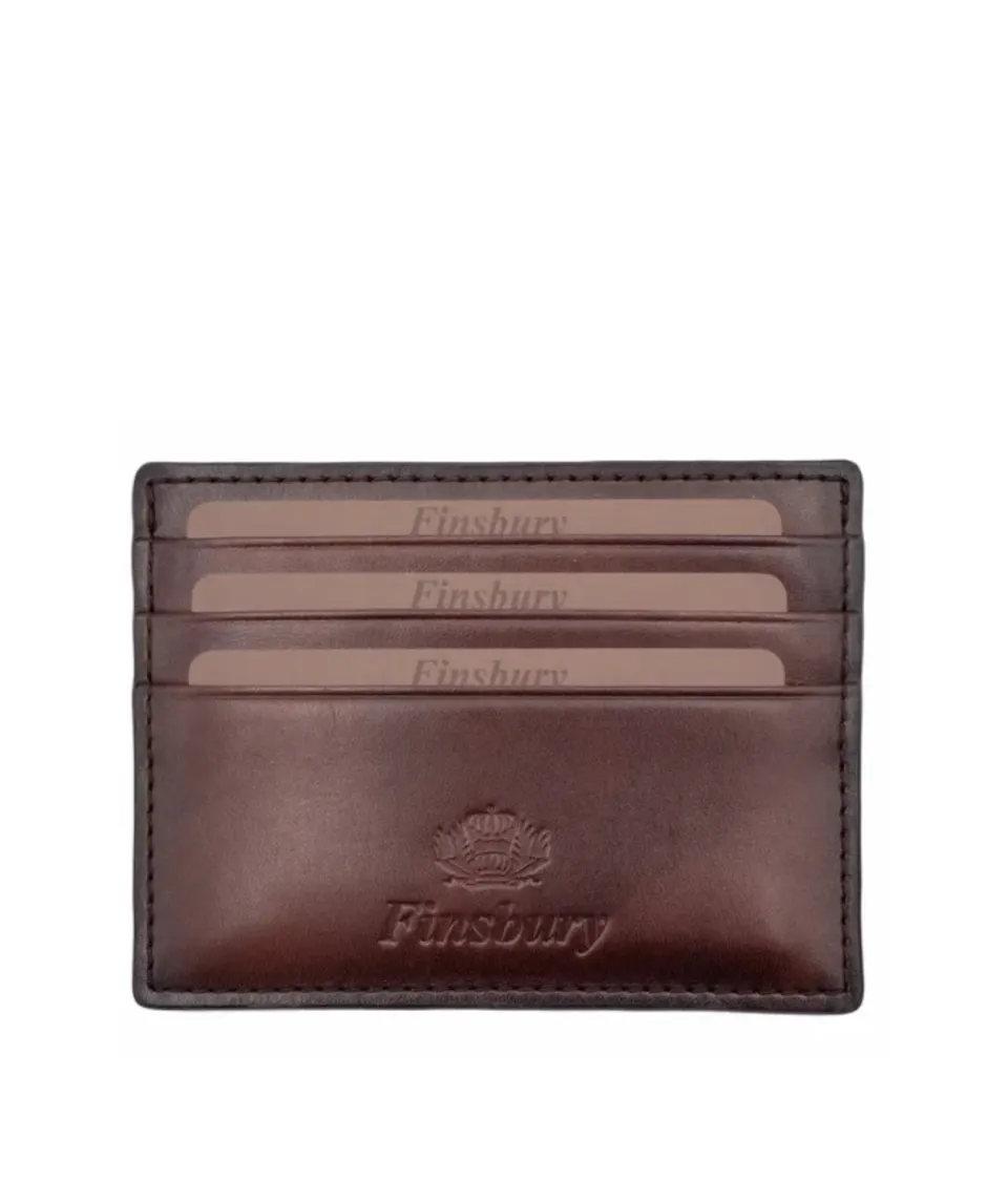 Finsbury kaarthouder bruin patina leer