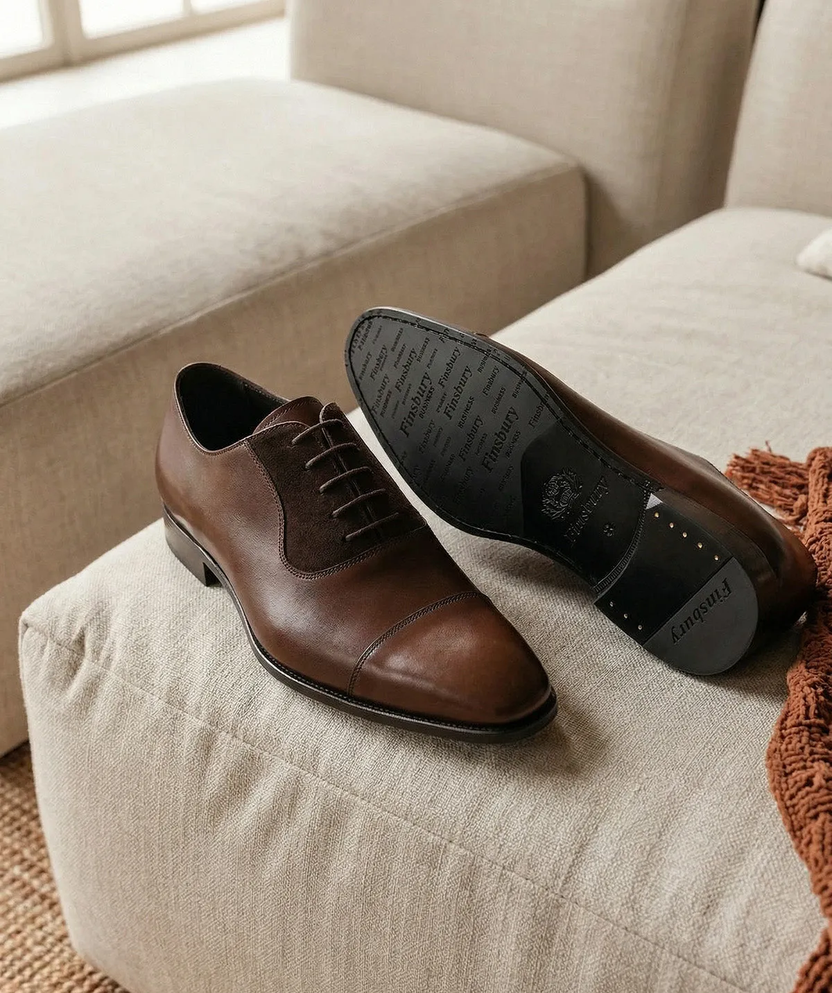 Finsbury Heathrow oxford schoenen bruin bi-materiaal