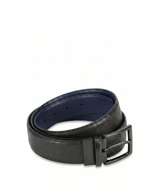 Finsbury riem omkeerbaar zwart blauw leer