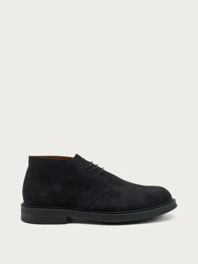 Frau Verona enkellaarzen blauw suede met veters heren