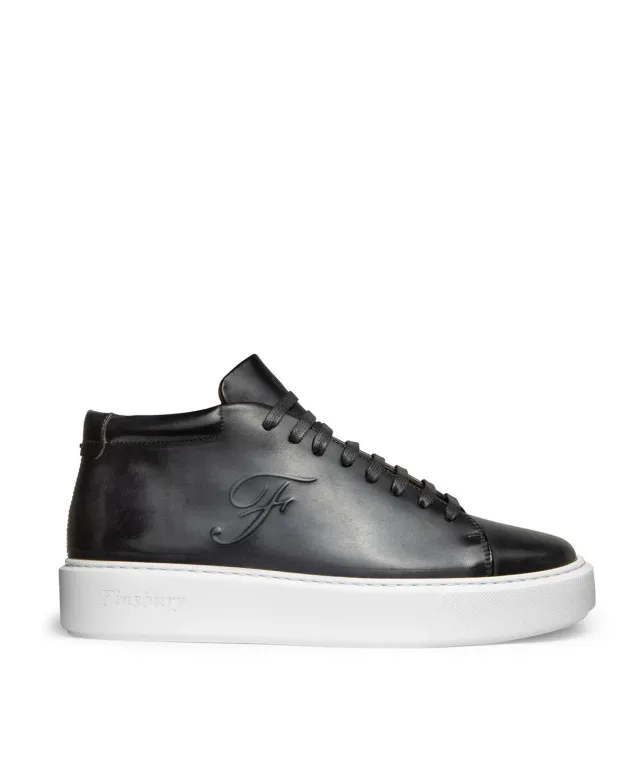 Finsbury Modena hoge sneakers grijs patina leer