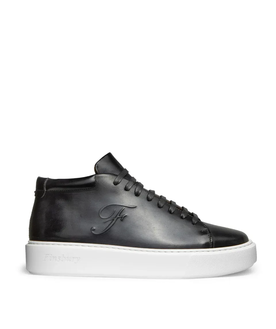 Finsbury Modena hoge sneakers grijs patina leer