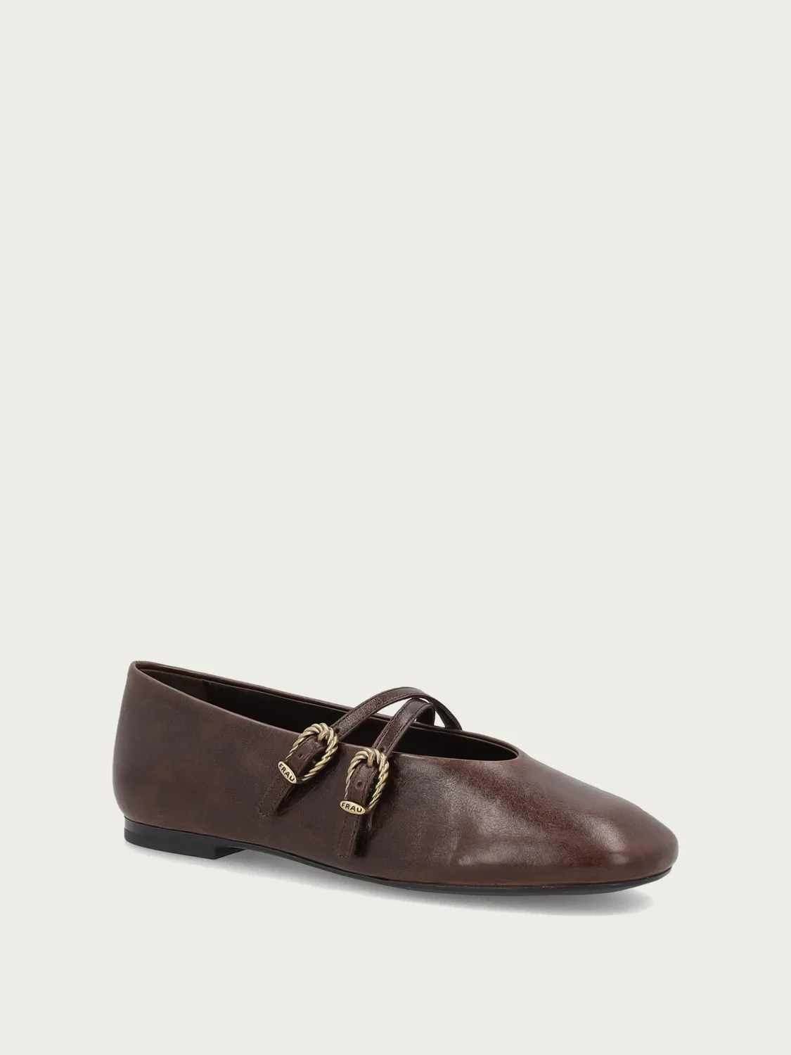 Frau Verona ballerina bruin leer dubbele riem