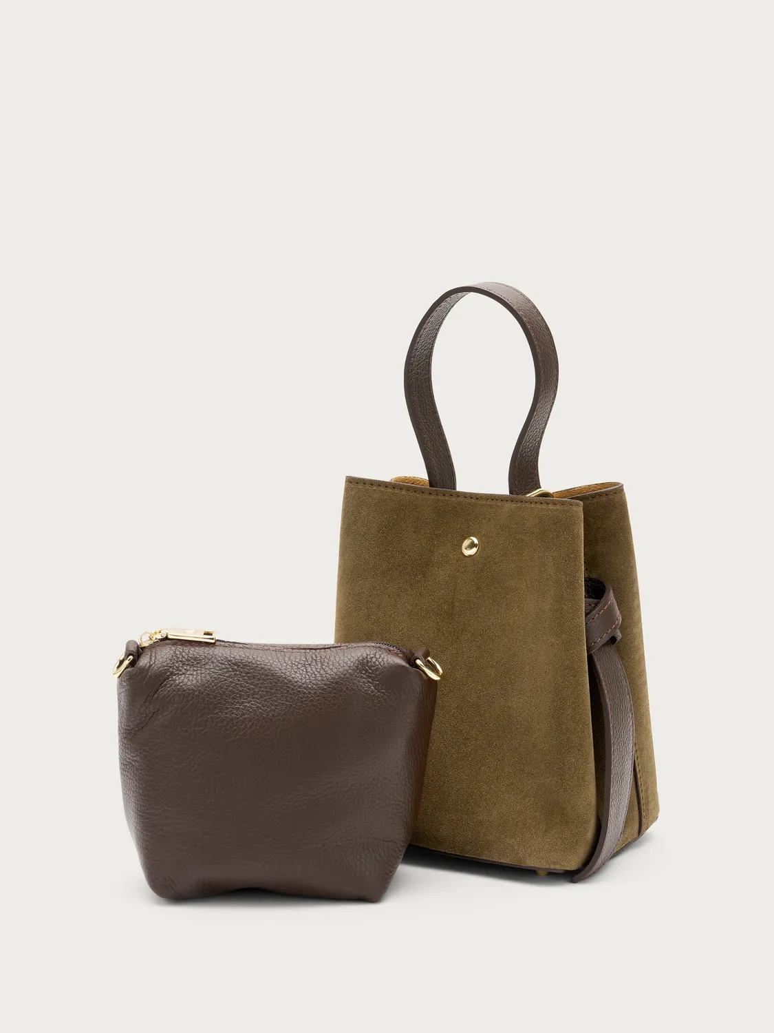 Frau bucket tas suede groen klein
