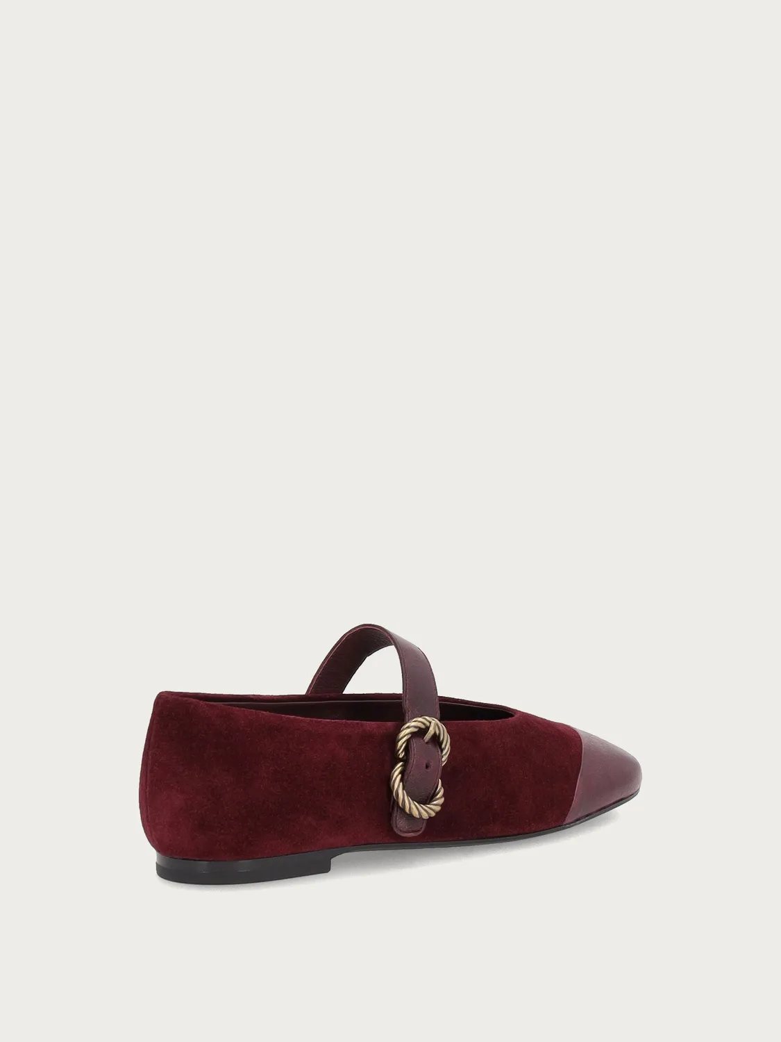 Frau Verona bordeaux suede Mary Jane ballerina's