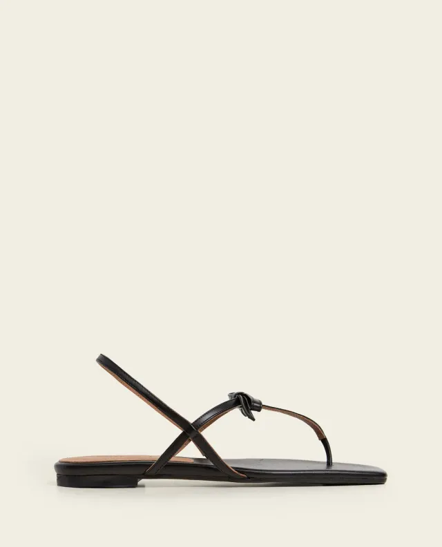 Flattered Sina platte sandalen zwart leer