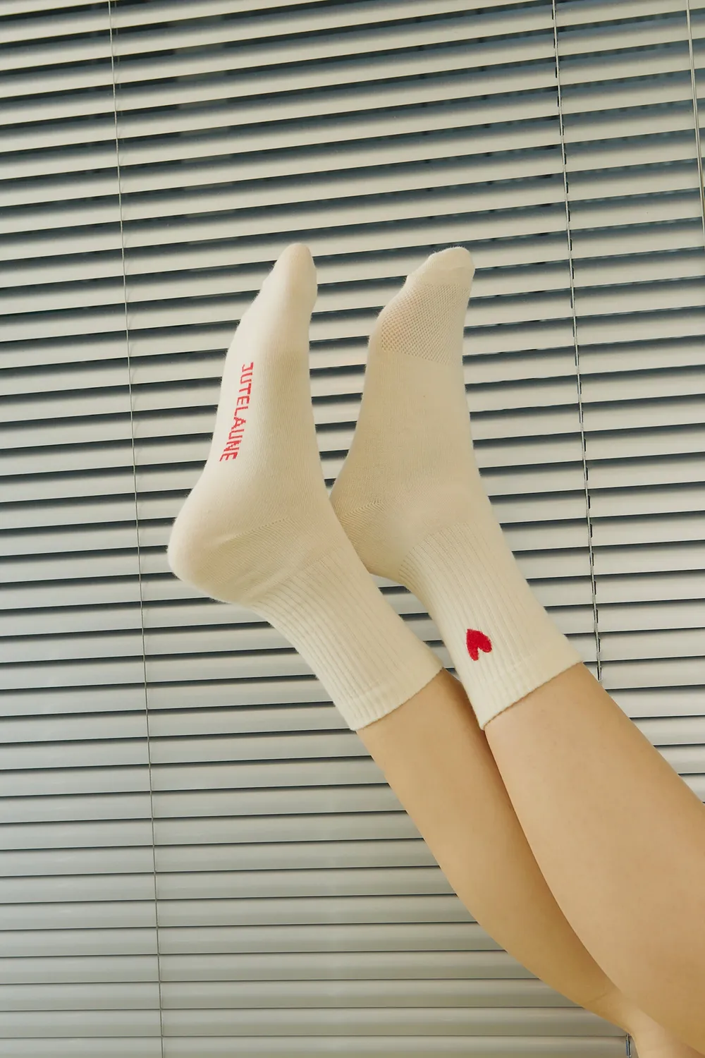 Jutelaune Heart Red sokken rood one size bio-katoen