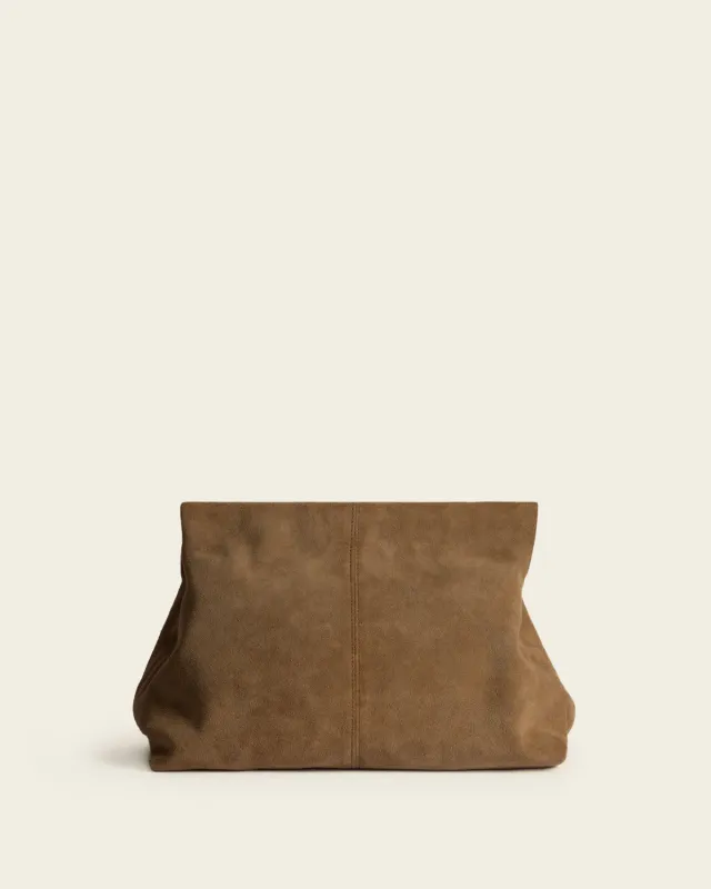 Flattered Clay clutch wet sand suède oversized