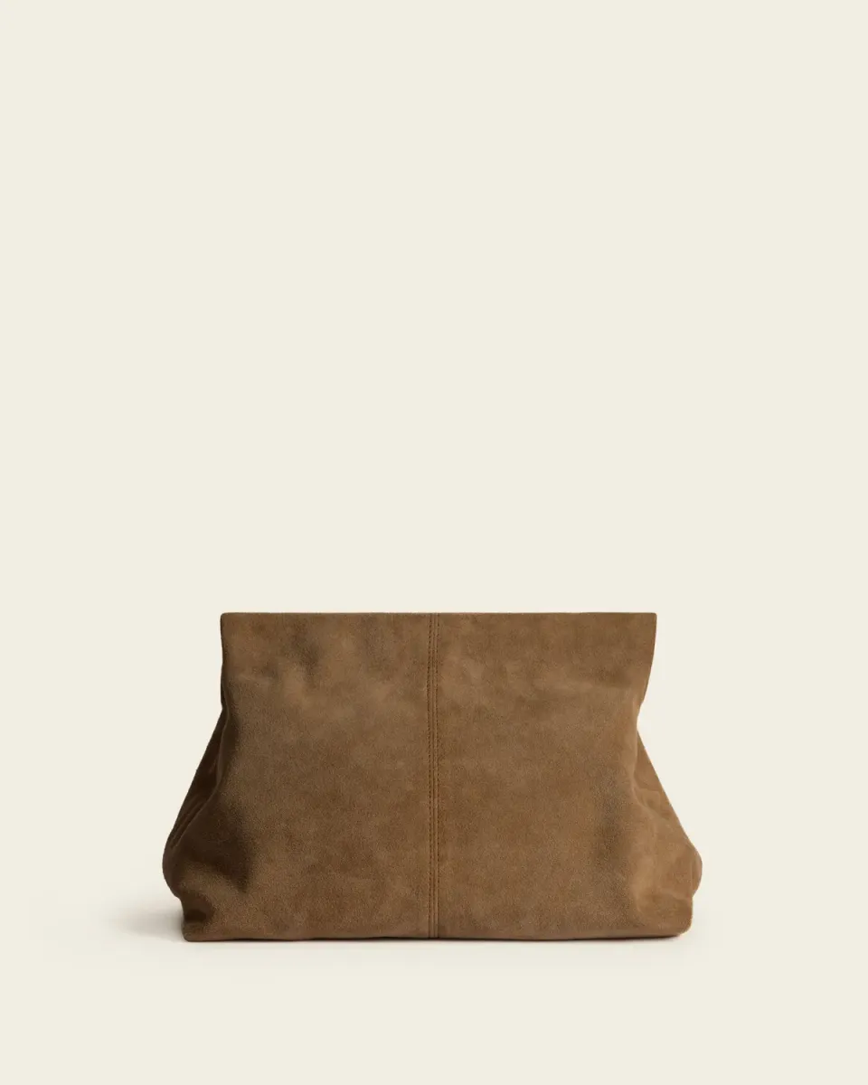 Flattered Clay clutch wet sand suède oversized
