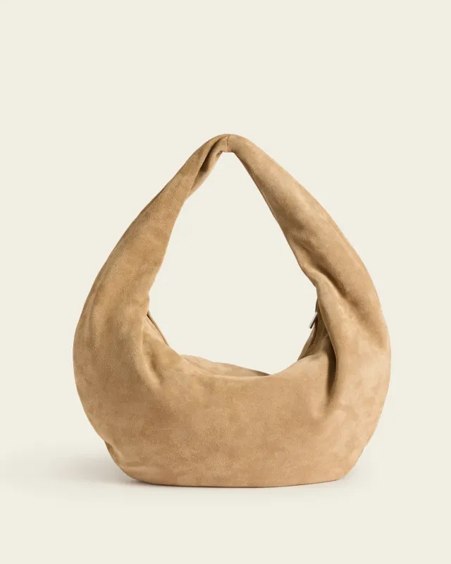 Flattered Alva Shoulder Bag Suede Sand tas zand suede
