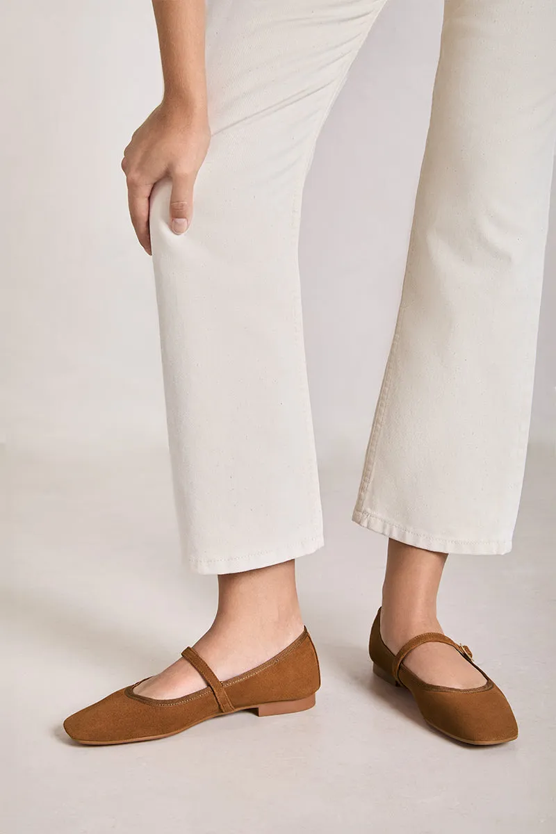 Bryan Stepwise Nicolle ballerina's camel suède