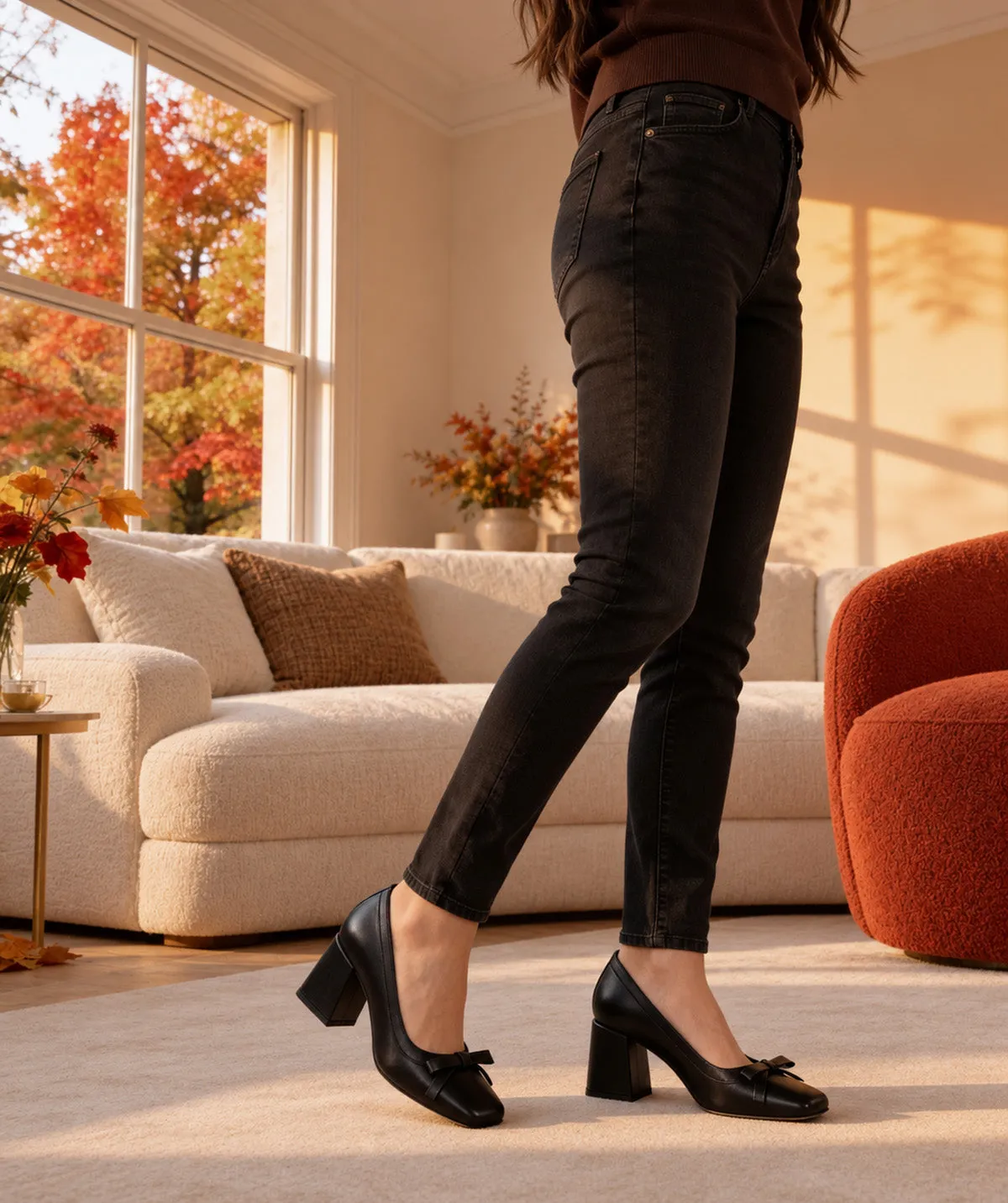 Finsbury Carla pumps zwart leer 5 cm blokhak