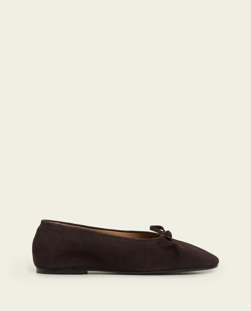 Flattered Blaise ballerina's chocolate suède leer