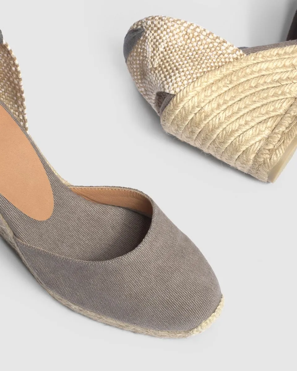 Castaner Carina 8/002 espadrilles grijs canvas 9 cm